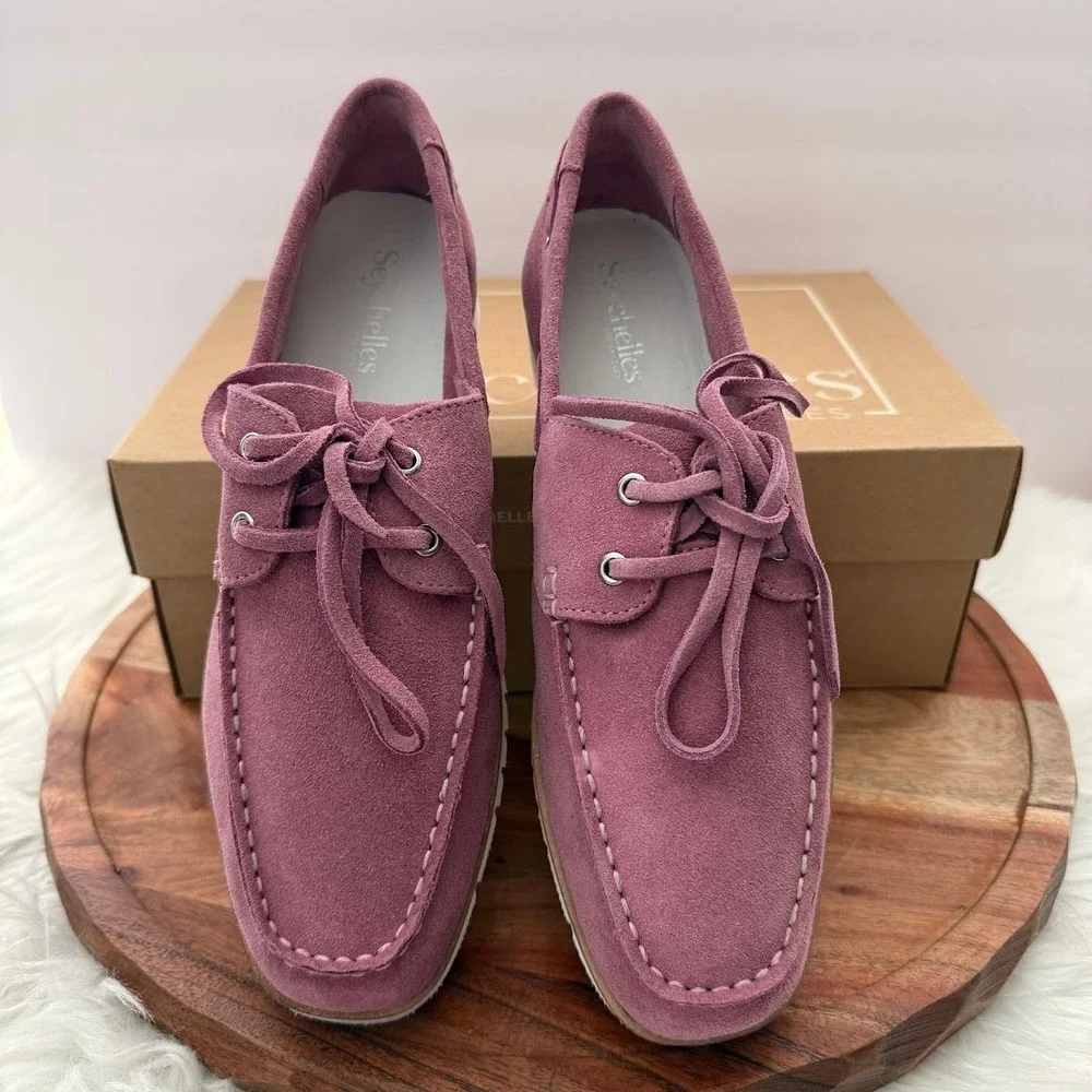 Seychelles Kipper Mauve Suede Platform Boat Shoes Women 8 IB03302 New in Box